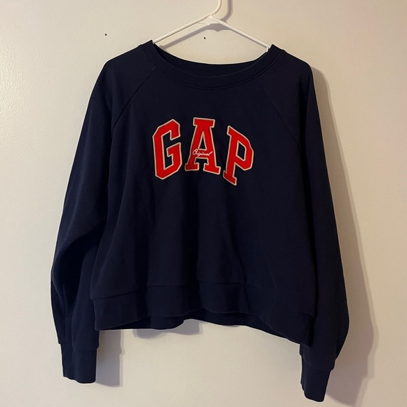 GAP Original Vintage Crew Neck Pullover Navy Blue Sweatshirt Size Large - Picture 1 of 6